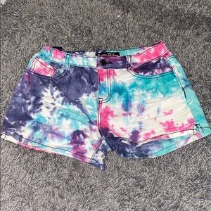 tie dye jean shorts